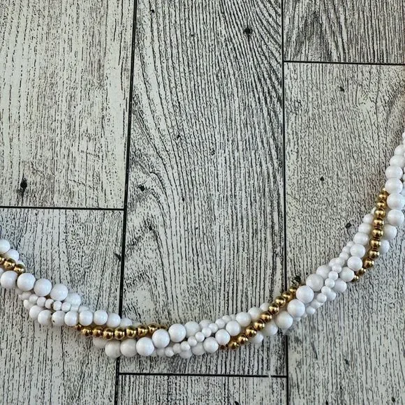 Napier White & Gold Tone Beaded Necklace - Picture 2 of 5